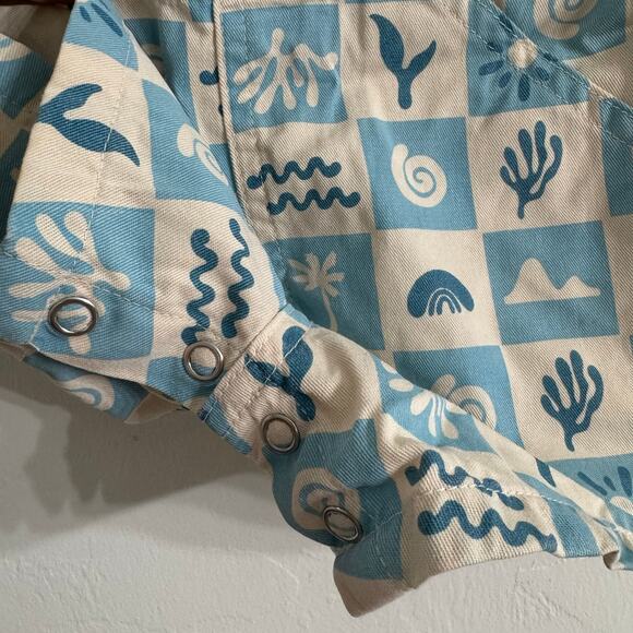 Wild Wawa Summer Blue Check Overall Shorts Size 12-24 Months Cotton - Picture 4 of 8